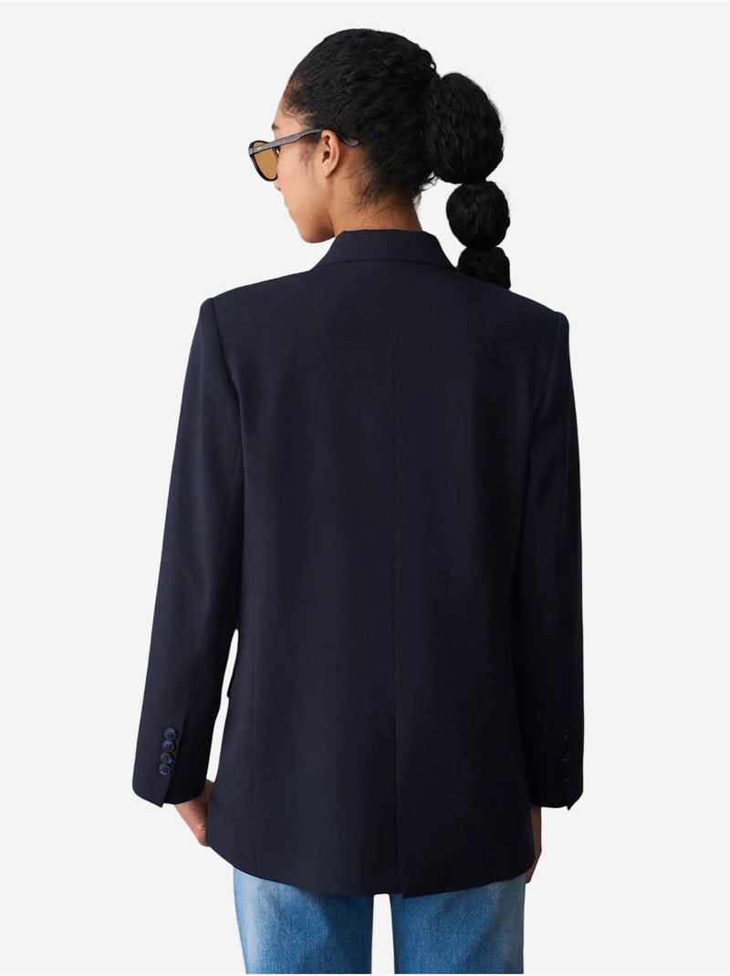 Lange oversized blazer van crêpe dilvin Marineblauw - Kiabi