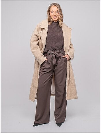 Lange oversized jas van bouclébreisel uven