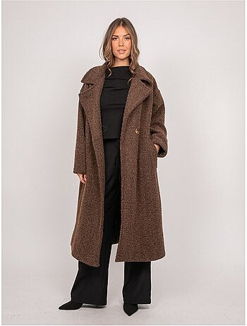Lange oversized jas van bouclébreisel uven