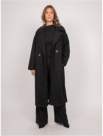 Lange oversized jas van bouclébreisel uven