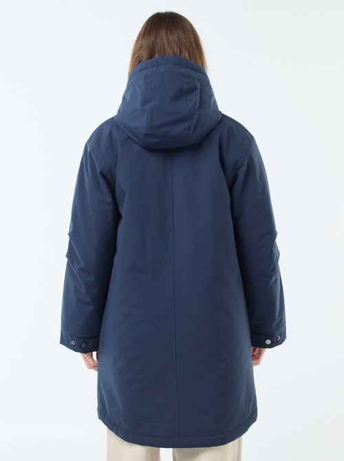 Lange parka met capuchon en voering met schapenvachteffect - Kiabi
