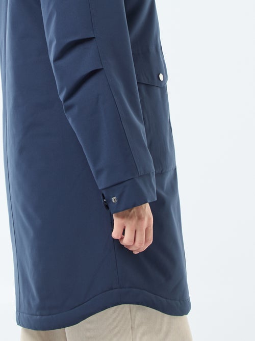 Lange parka met capuchon en voering met schapenvachteffect - Kiabi