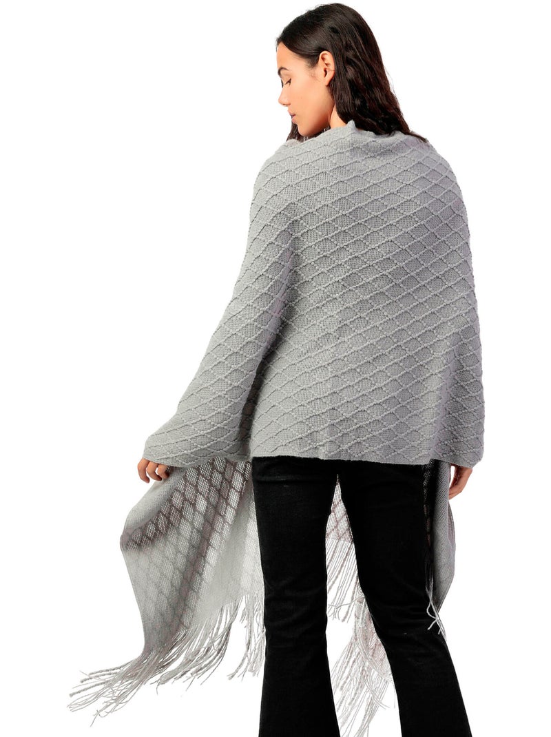 Lange poncho punto Grijs - Kiabi