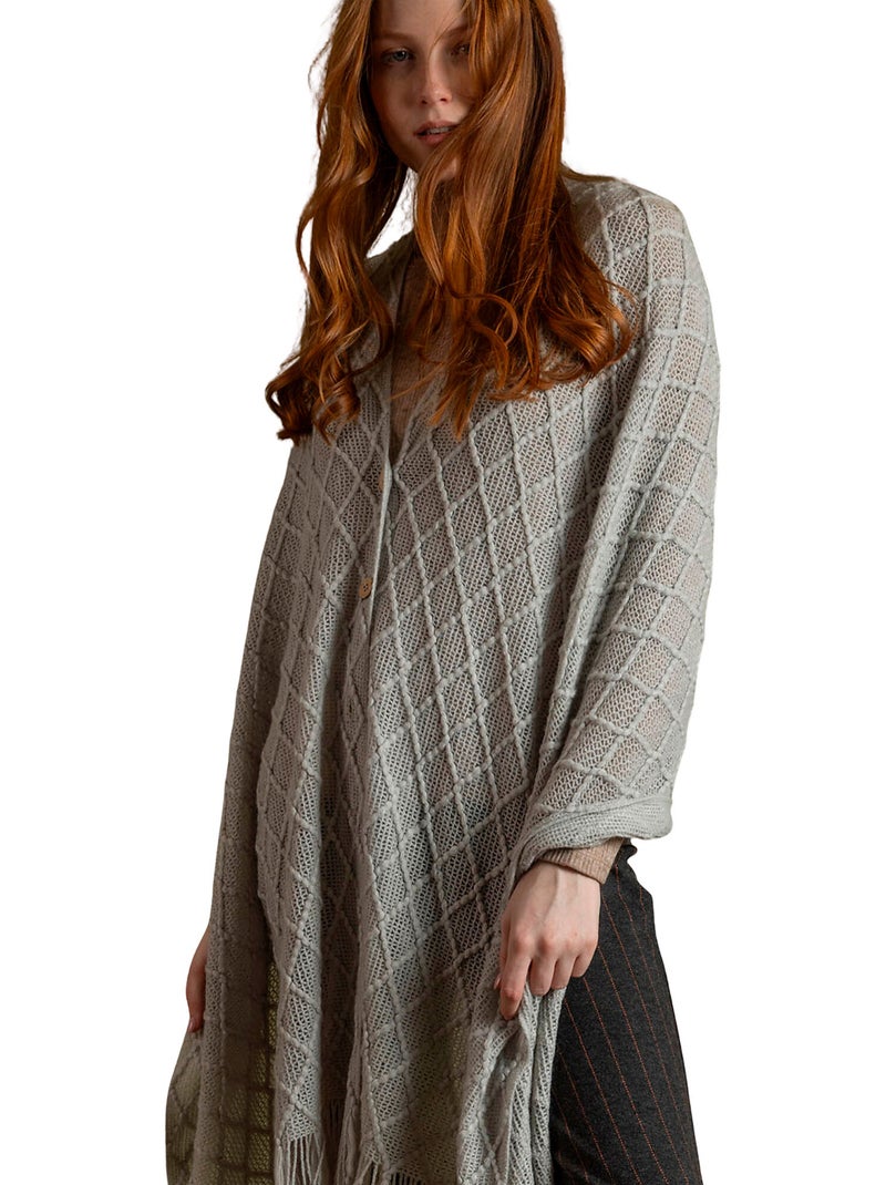 Lange poncho punto Grijs - Kiabi