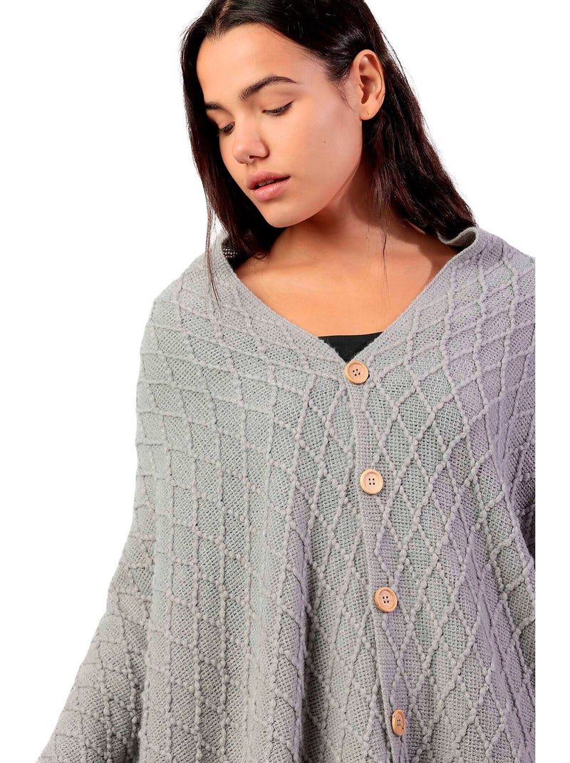 Lange poncho punto Grijs - Kiabi