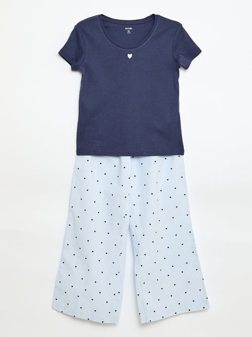 Lange popeline pyjama - 2-delig - Kiabi
