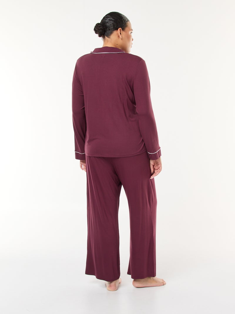 Lange pyjama - Blouse + broek - 2-delig Rood - Kiabi