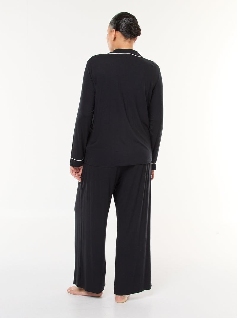 Lange pyjama - Blouse + broek - 2-delig zwart - Kiabi