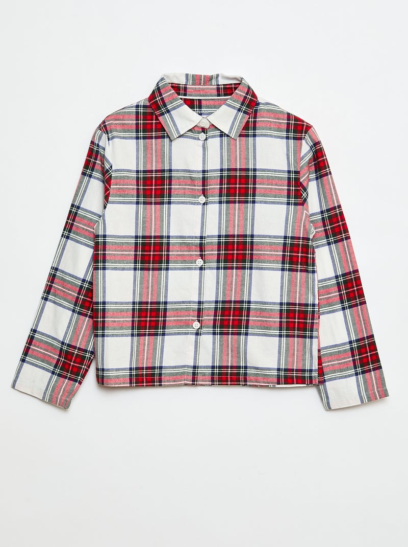 Lange pyjama - Hemd + broek - 2-delig Wit - Kiabi