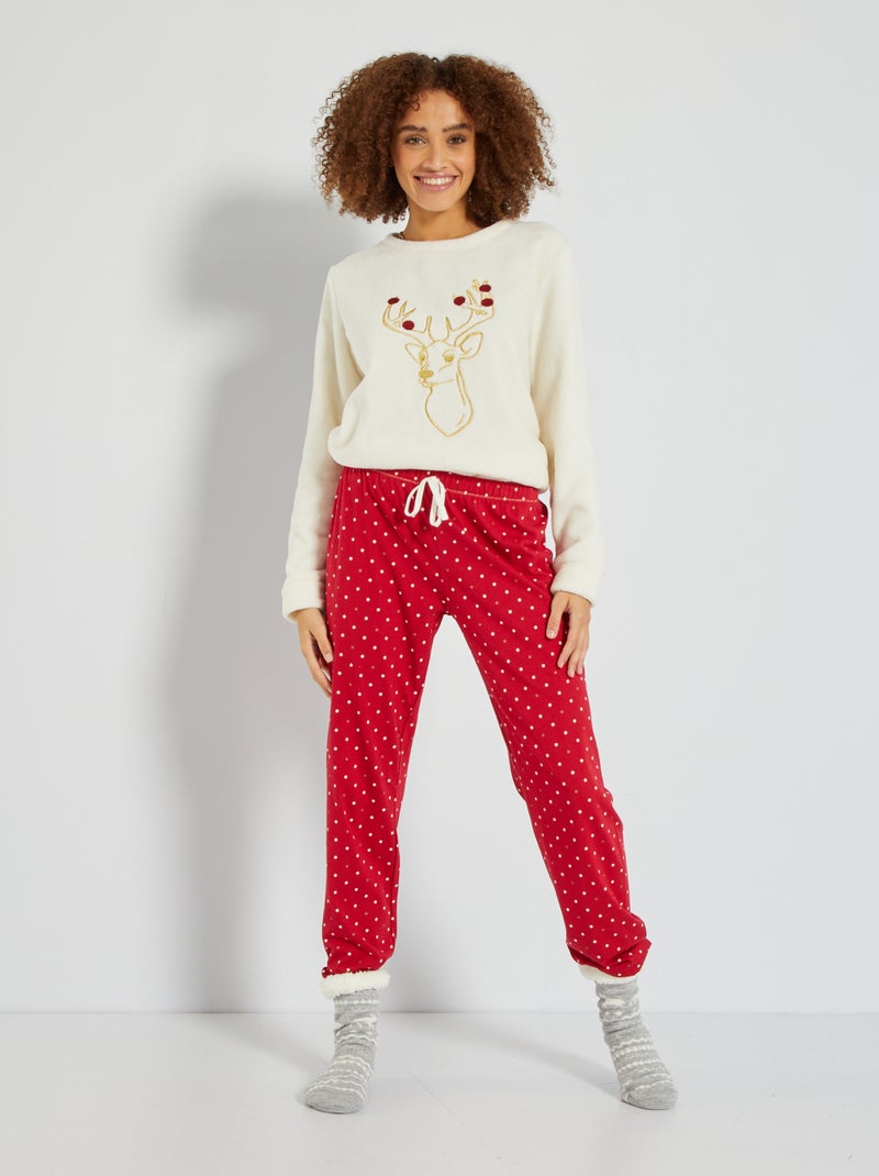 Lange pyjama - hertprint - 2-delig BIEGE - Kiabi