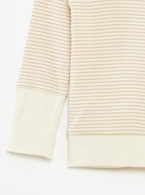 Lange pyjama - T-shirt + broek met strepenmotief - 2-delig - Kiabi