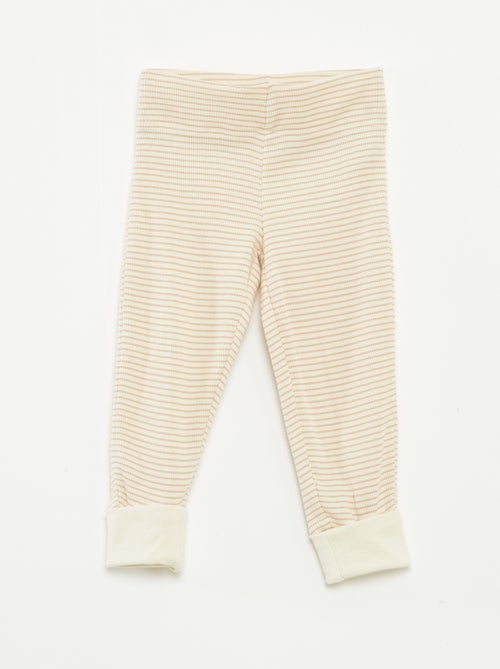 Lange pyjama - T-shirt + broek met strepenmotief - 2-delig - Kiabi