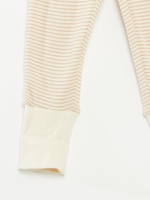 Lange pyjama - T-shirt + broek met strepenmotief - 2-delig - Kiabi