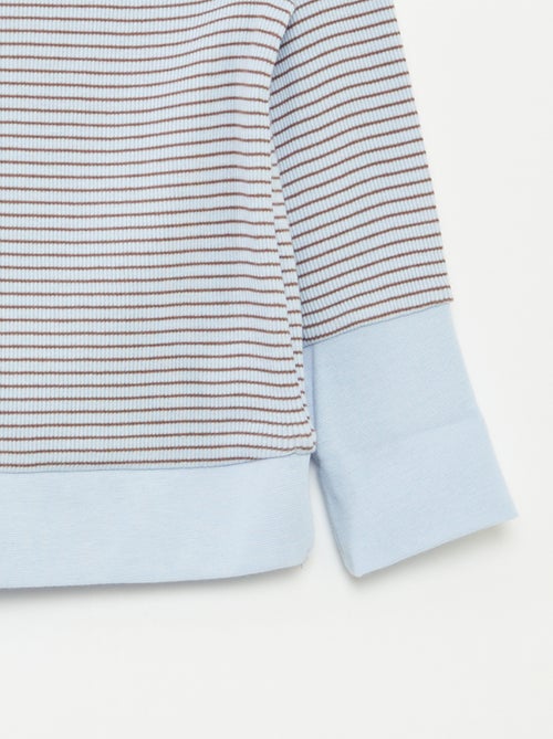 Lange pyjama - T-shirt + broek met strepenmotief - 2-delig - Kiabi