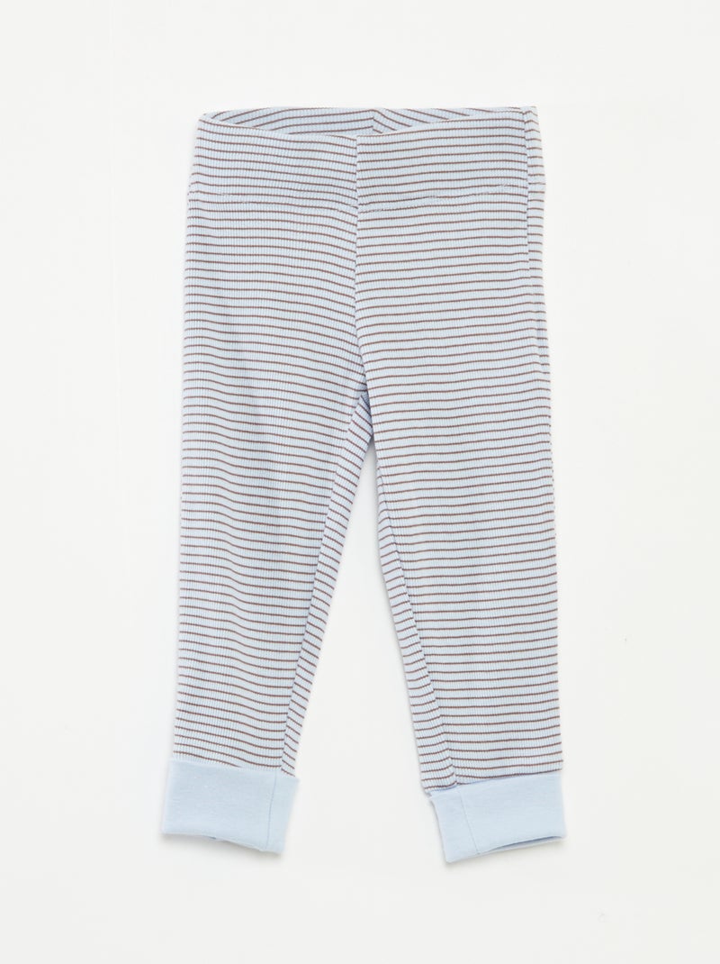 Lange pyjama - T-shirt + broek met strepenmotief - 2-delig Blauw - Kiabi