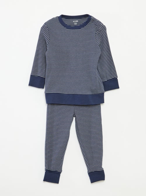 Lange pyjama - T-shirt + broek met strepenmotief - 2-delig - Kiabi