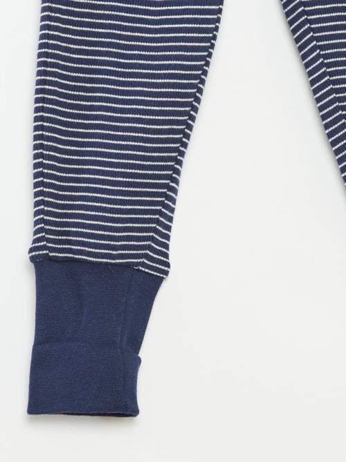 Lange pyjama - T-shirt + broek met strepenmotief - 2-delig - Kiabi
