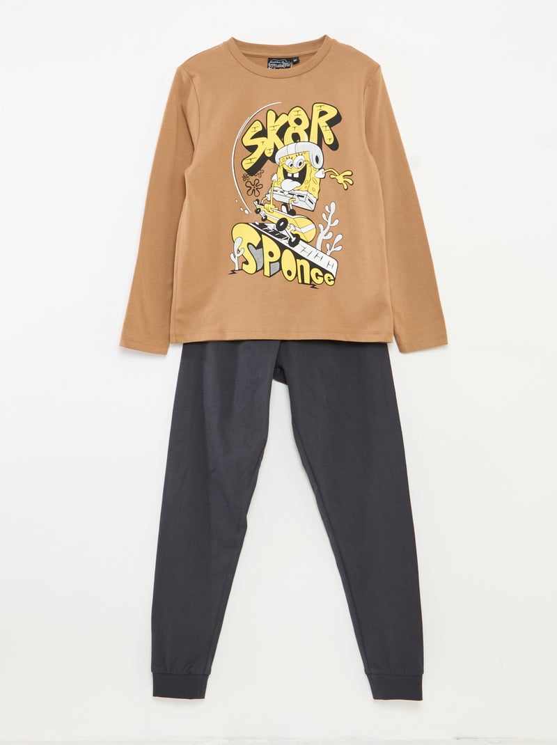 Lange pyjama - T-shirt + broek 'SpongeBob' - 2-delig Blauw - Kiabi