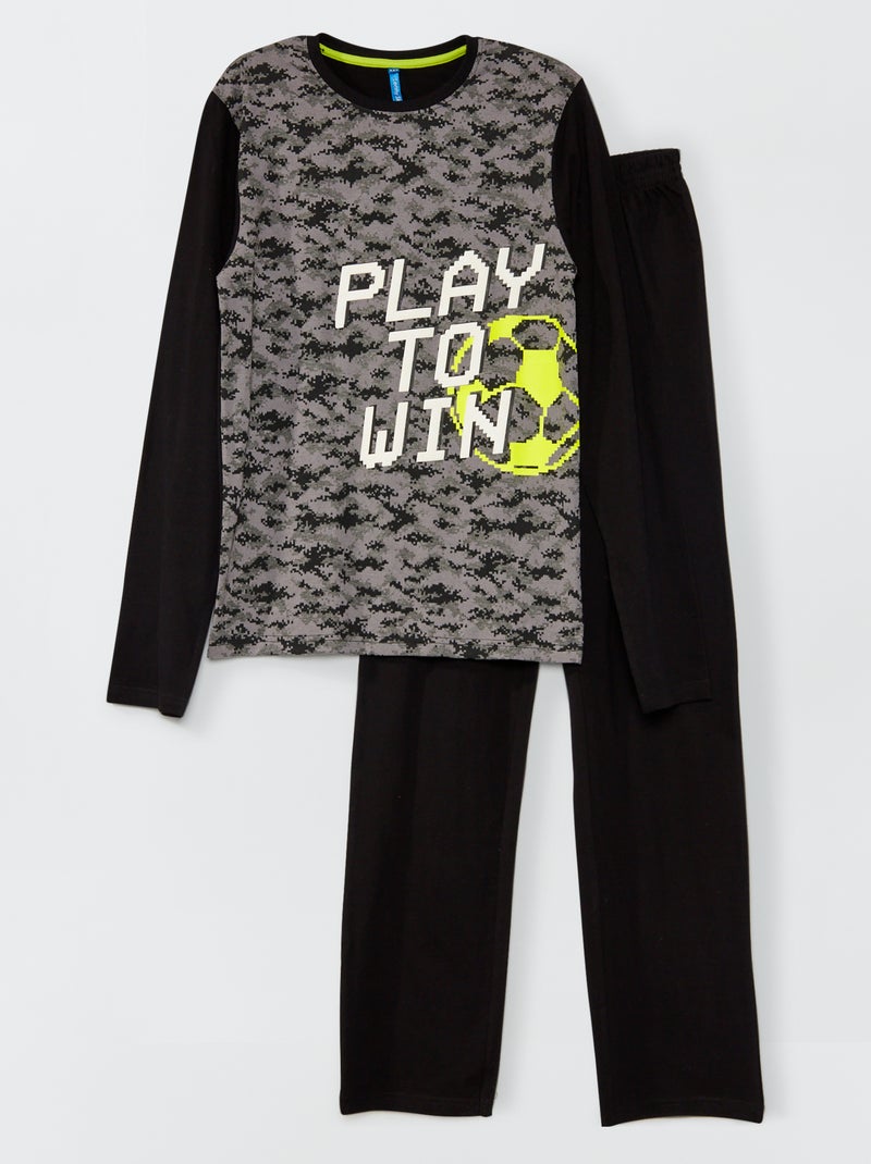 Pyjama Gaming "I'd Rather Be Gaming" - Coton 100% - Noir - Taille Enfant 9-16 Ans - Manches Longues