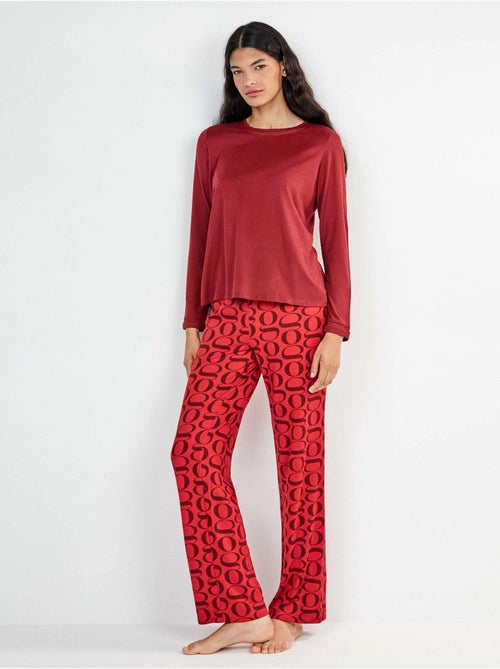 Lange pyjama met bedrukte monogram broek - Kiabi Lange pyjama met bedrukte monogram broek - Kiabi