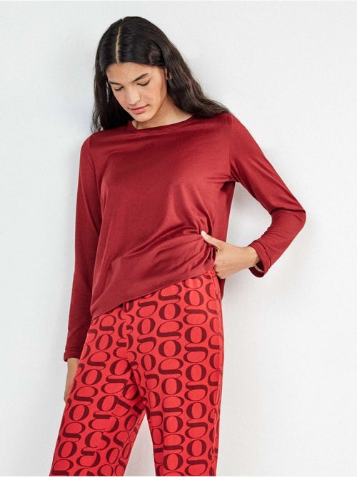 Lange pyjama met bedrukte monogram broek - Kiabi Lange pyjama met bedrukte monogram broek - Kiabi