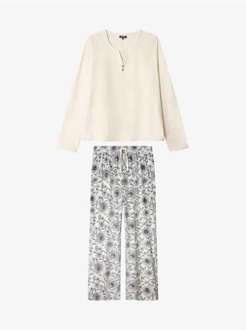 Lange pyjama met contrasterende bedrukte broek. - Kiabi Lange pyjama met contrasterende bedrukte broek. - Kiabi