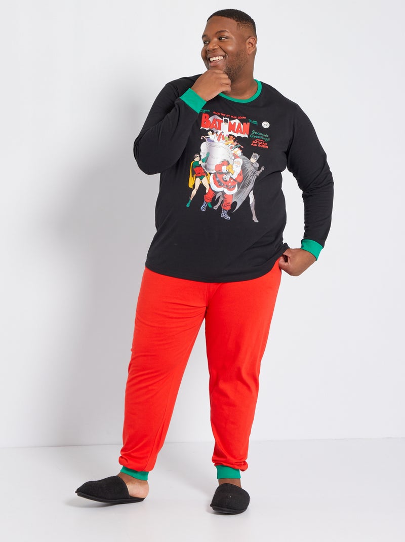 Lange pyjama met DC Comics/Batman-print - 2-delig zwart / rood - Kiabi
