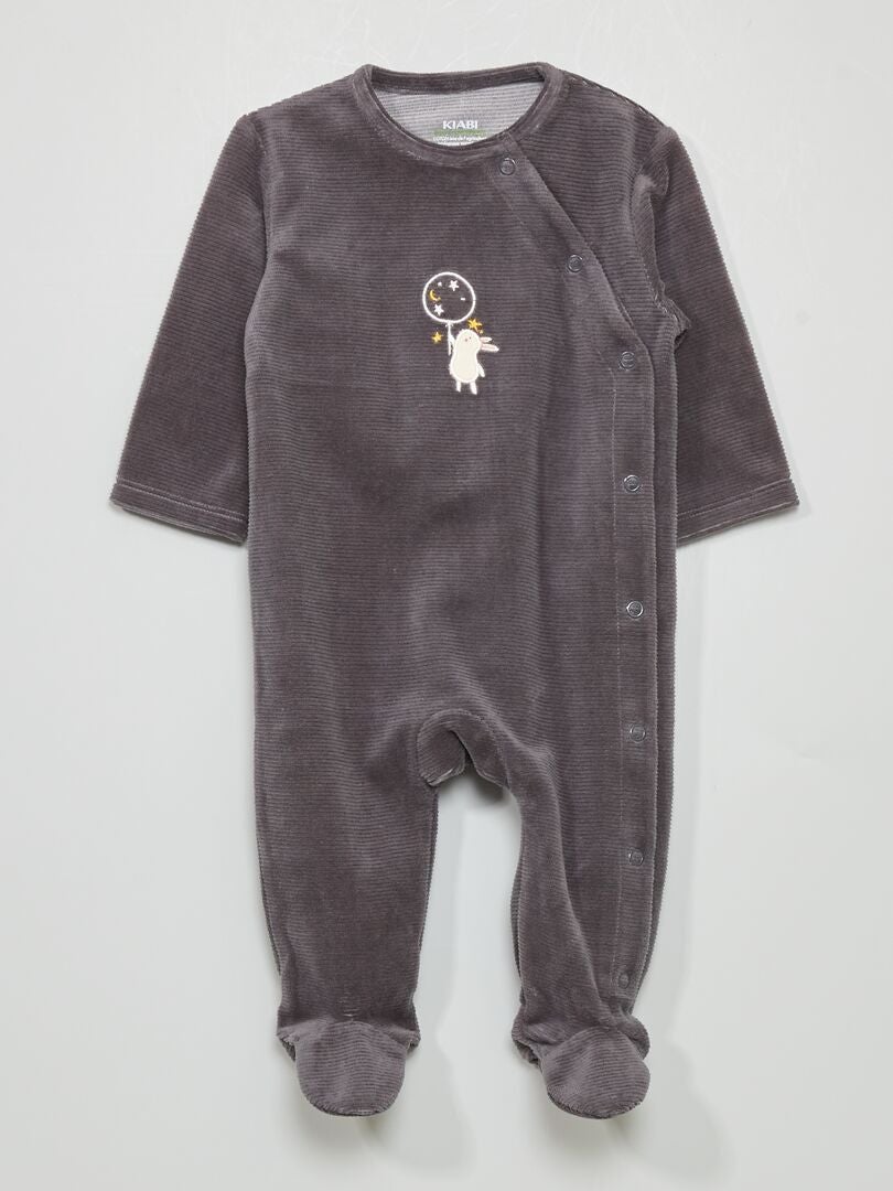 Lange pyjama met geborduurde planeet ZWART - Kiabi