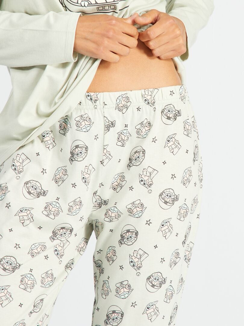Lange pyjama met 'Grogu'-print - 2-delig GROEN - Kiabi