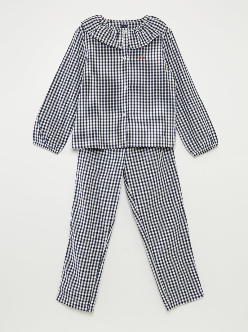 Lange pyjama met kraagje - 2-delig BLAUW - Kiabi
