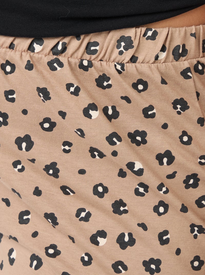 Lange pyjama met luipaardprint - 2-delig Biege - Kiabi