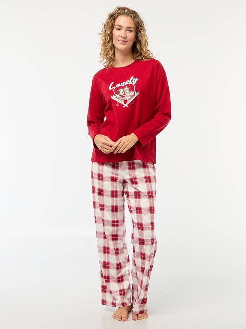 Lange pyjama met Mickey-kerstmotief - 2-delig - Kiabi