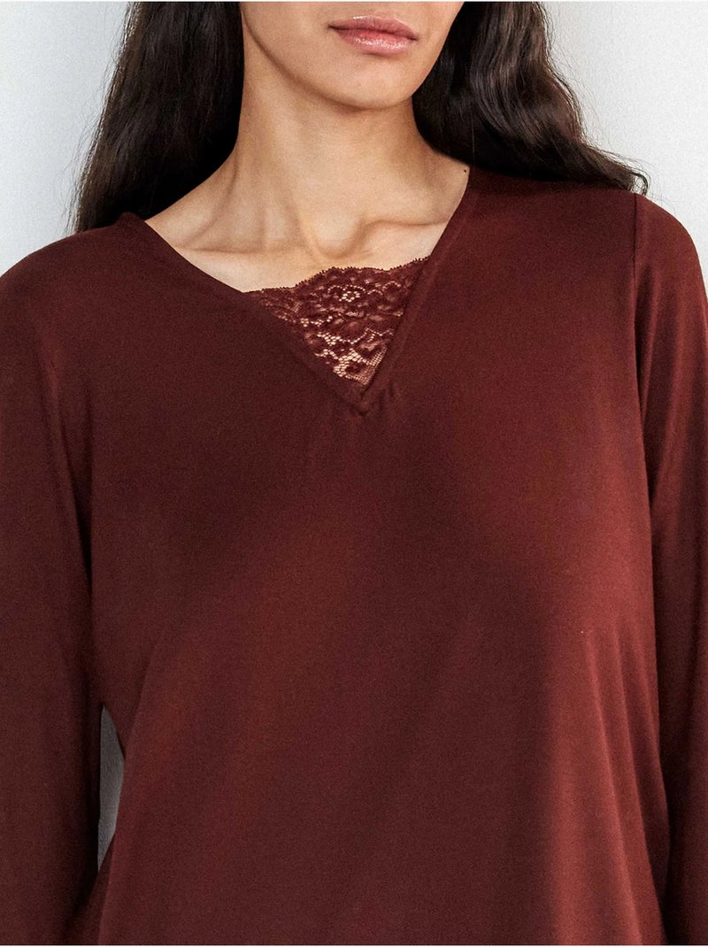 Lange pyjama met paisley print Bruin - Kiabi