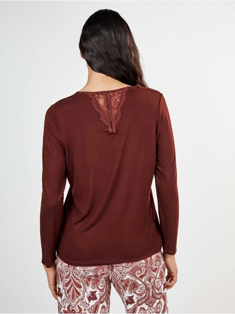 Lange pyjama met paisley print Bruin - Kiabi