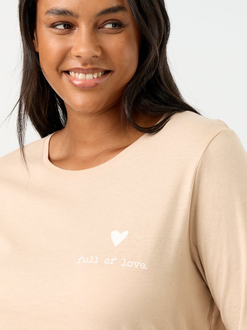 Lange pyjama met print - 2-delig Biege - Kiabi