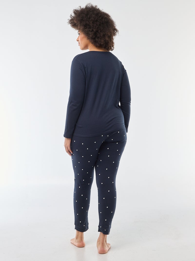 Lange pyjama met print - 2-delig Blauw - Kiabi