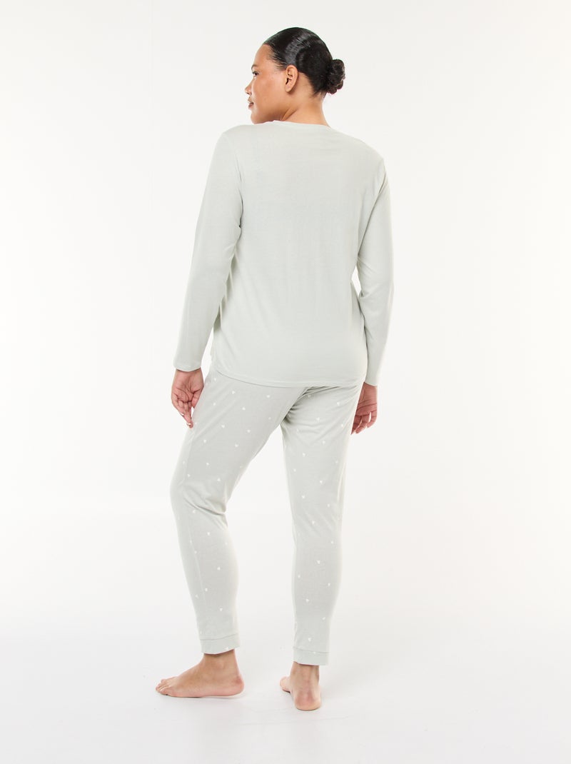 Lange pyjama met print - 2-delig Groen - Kiabi