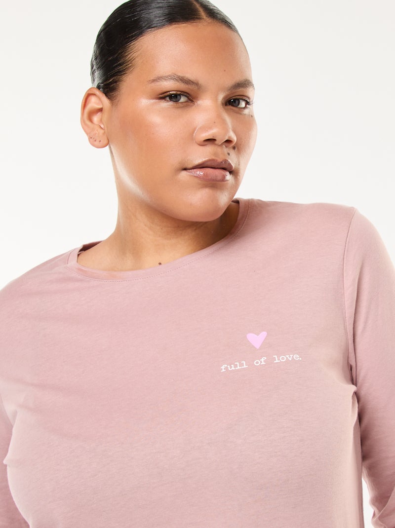 Lange pyjama met print - 2-delig Rose - Kiabi
