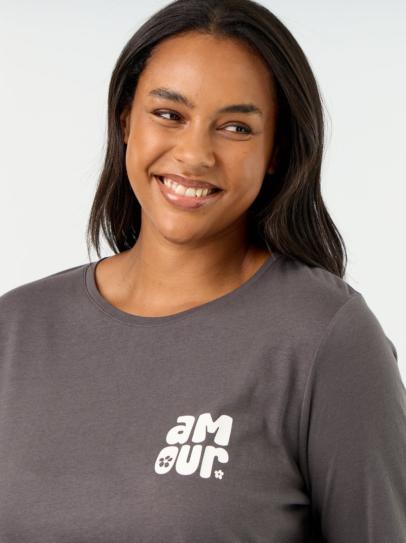 Lange pyjama met print - 2-delig Zwart - Kiabi