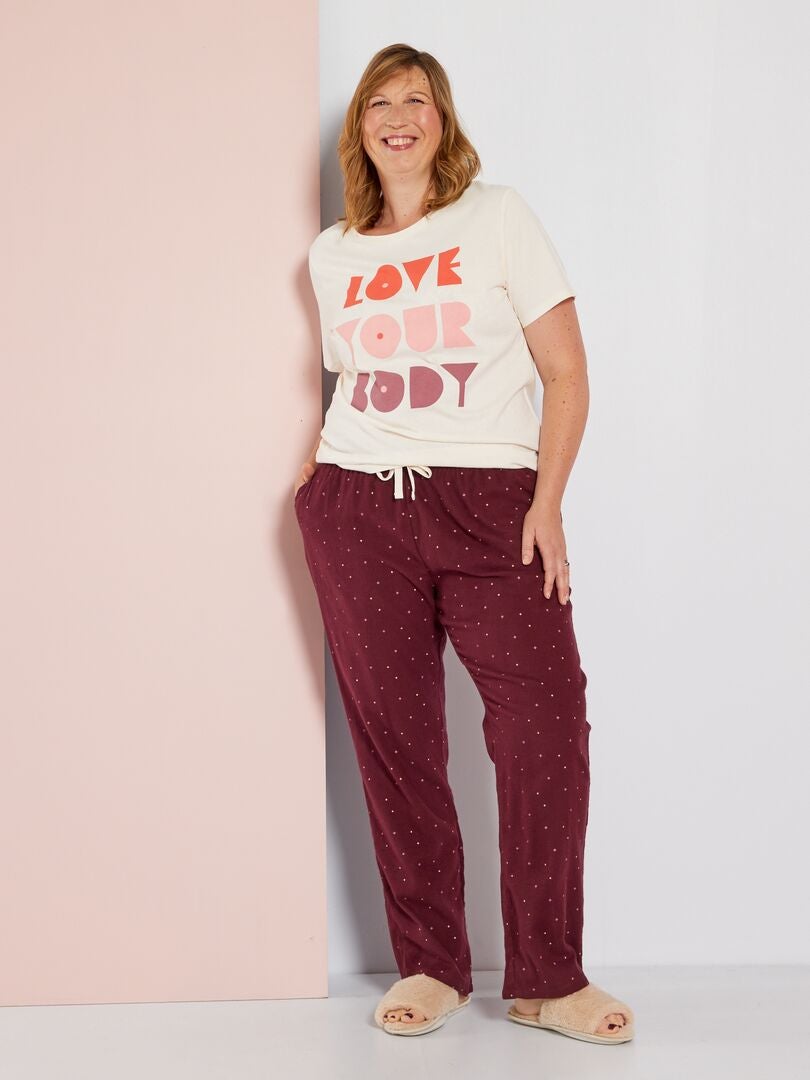 Lange pyjama met print 'Octobre Rose' - 2-delig ROSE - Kiabi