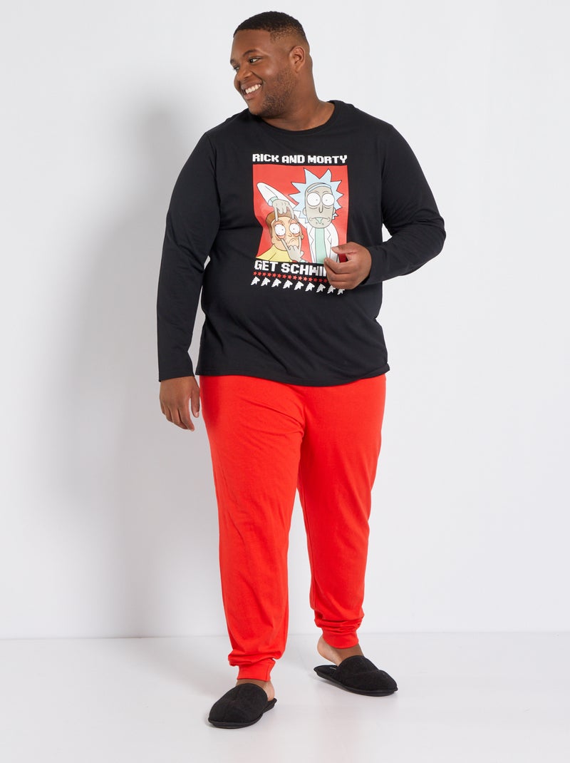 Lange pyjama met Rick & Morty-print - 2-delig zwart / rood - Kiabi