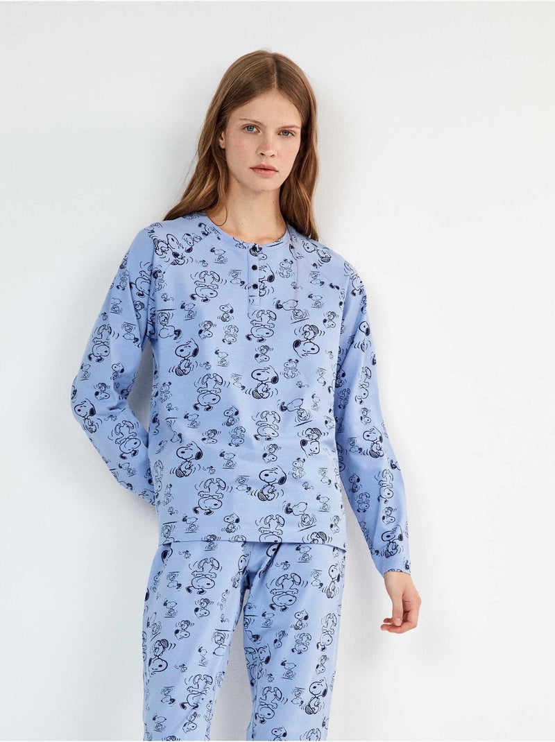 Lange pyjama met snoopy print Multicolor - Kiabi