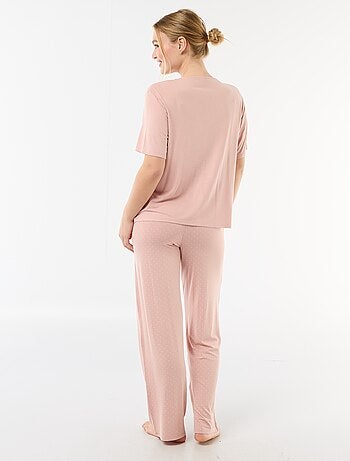 Lange pyjama met stippenprint - 2-delig