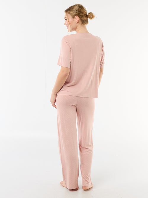 Lange pyjama met stippenprint - 2-delig - Kiabi