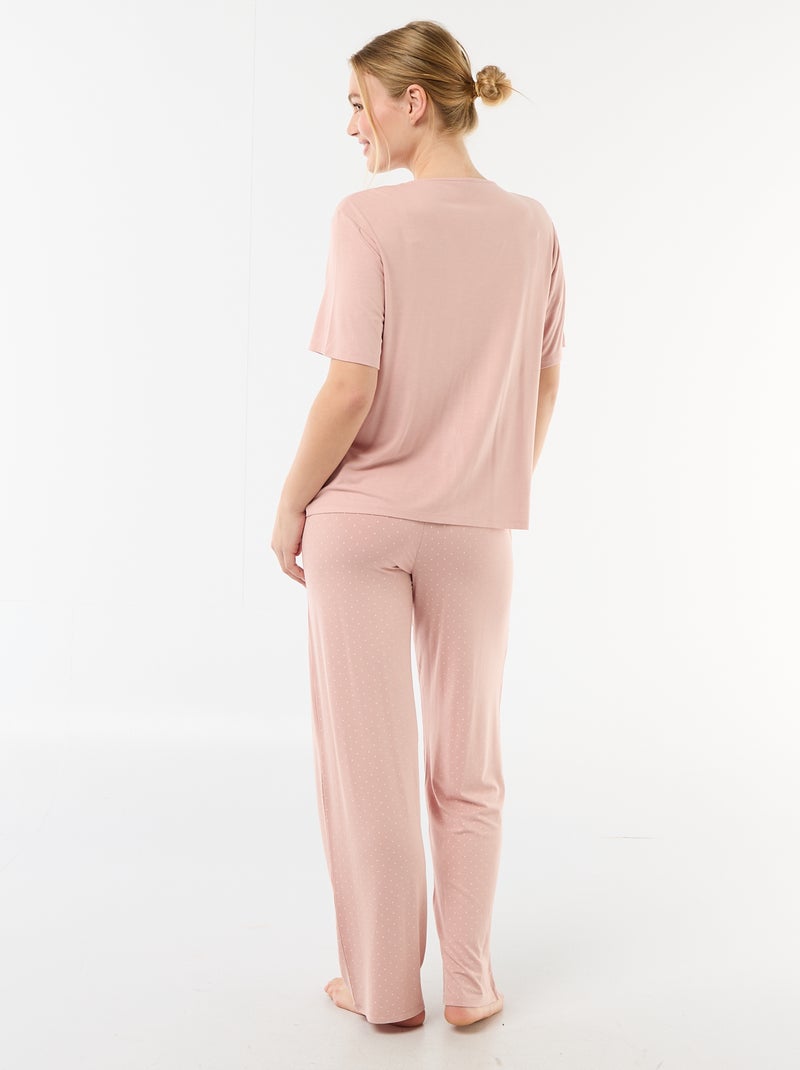Lange pyjama met stippenprint - 2-delig Rose - Kiabi