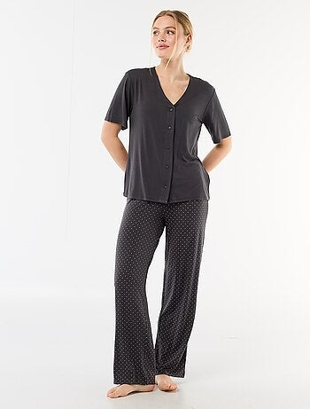 Lange pyjama met stippenprint - 2-delig