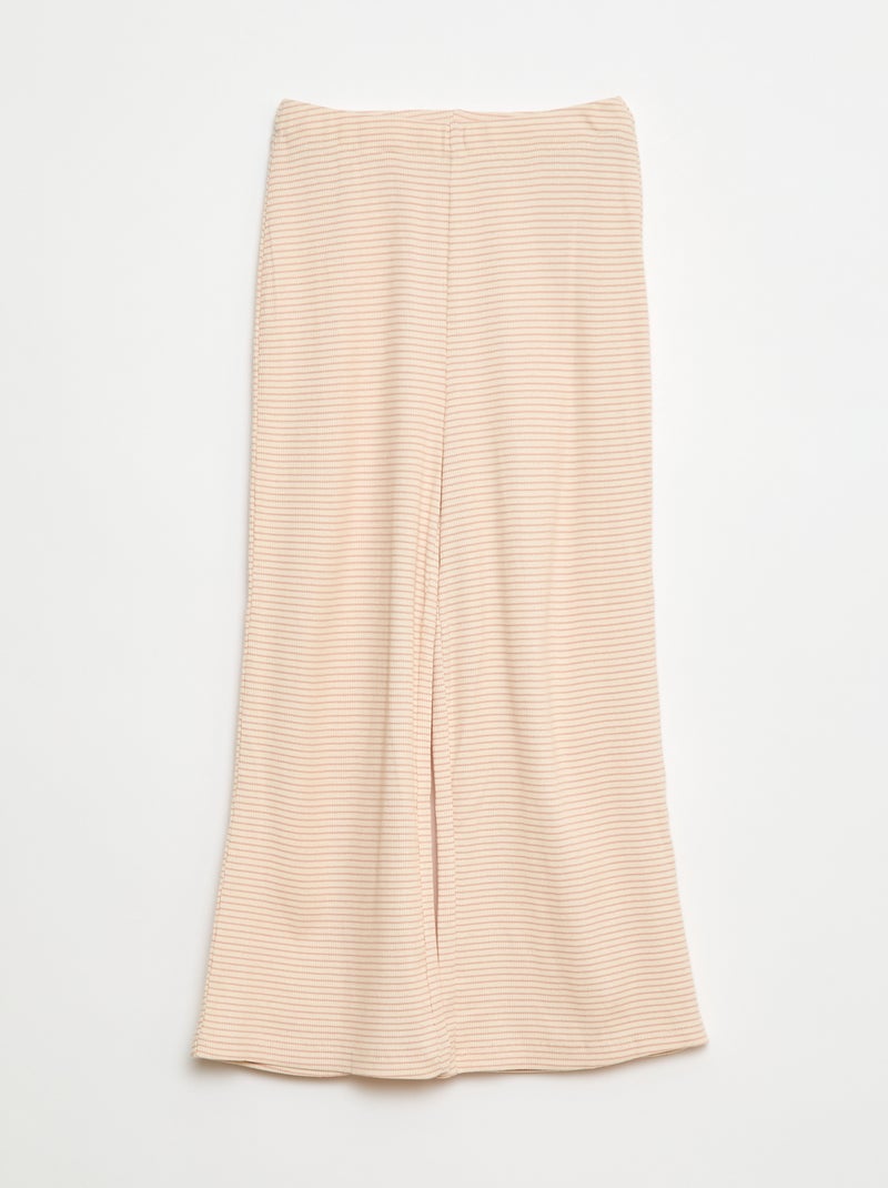 Lange pyjama met streepjesprint - 2-delig Biege - Kiabi