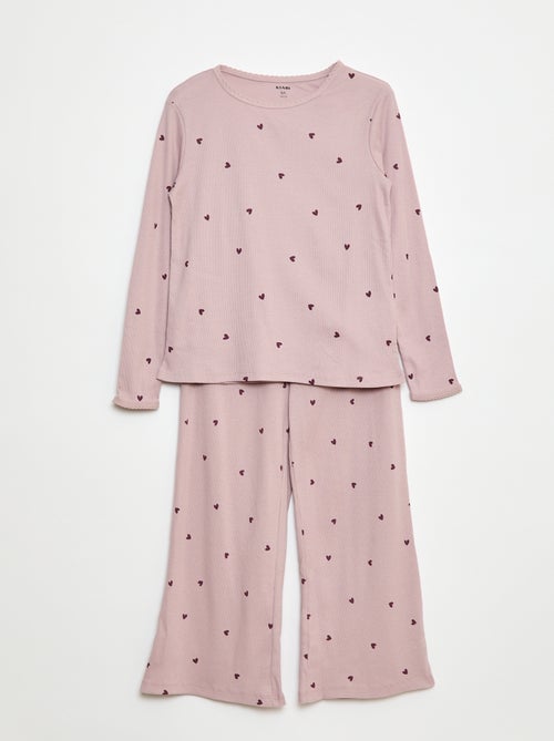 Lange pyjama met streepjesprint - 2-delig - Kiabi