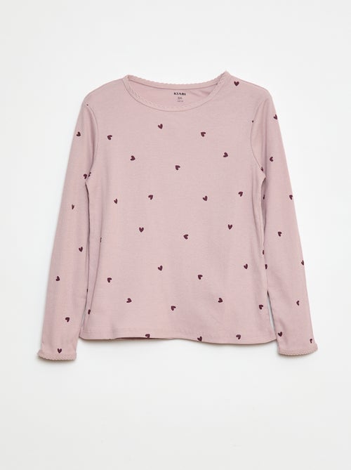 Lange pyjama met streepjesprint - 2-delig - Kiabi