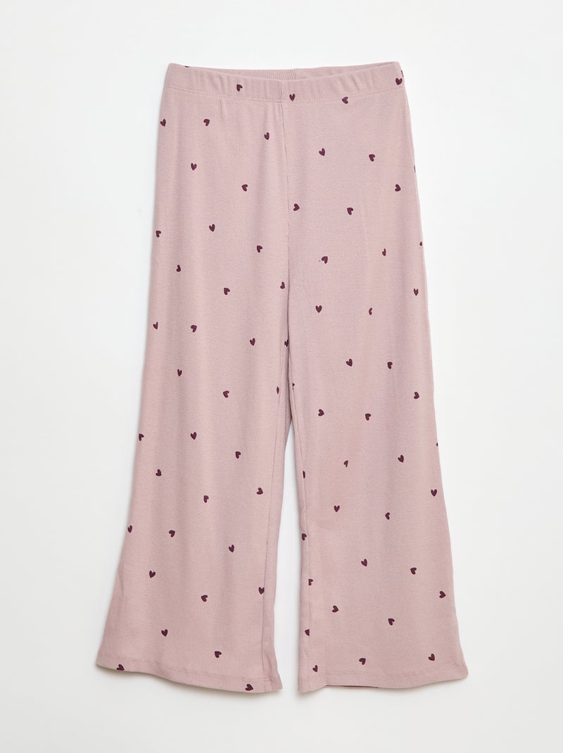 Lange pyjama met streepjesprint - 2-delig Paars - Kiabi